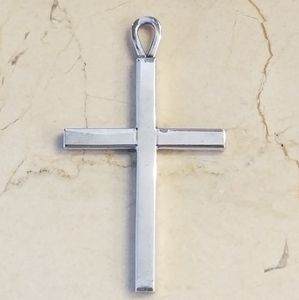 Large 3" Sterling Silver Cross Pendant 925 Mexico